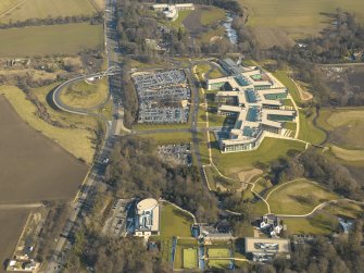 Oblique aerial view of the offices, taken from the W.