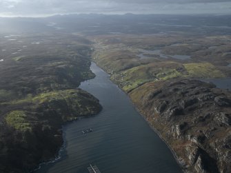 General oblique aerial view looking along Loch Odhairn with the townships adjacent, taken from the SE.