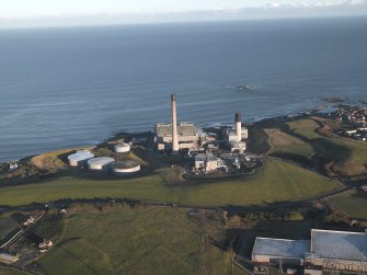 Oblique aerial view centred on the power station, taken from the WSW.