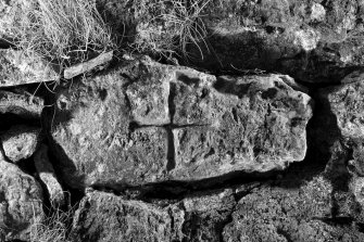 Detail of incised cross St Skae no 1 (B&W)