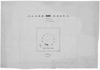 Digital image of drawing showing plan and section. EASTER AQUHORTHIES (RECUMBENT STONE CIRCLE)