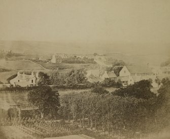 View of Ellon from top of tower, before building of new Episcopal Church.
Enlargement of a photograph by William Chaplin, butler to Alexander Gordon Esq of Ellon.