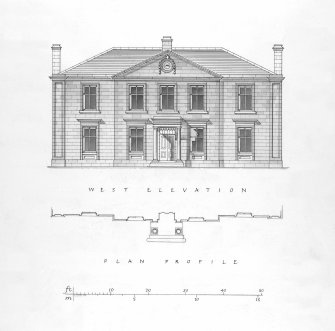 Glasgow, North Spiers Wharf, Canal Offices.
Drawing of West elevation of Canal Offices.
Insc: 'West Elevation' 'Plan Profile'