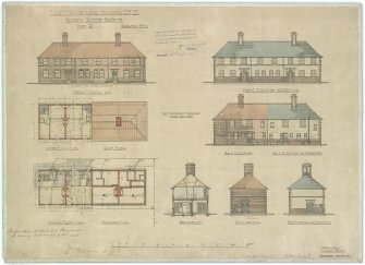 Drawing showing plans, elevations and sections
Titled: 'Scottish National Housing Co Ltd. Housing Scheme Rosyth Type P'
Signed: 'A.H. Mottram'