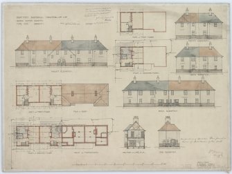 Drawing showing plans, elevations and sections
Titled: 'Scottish National Housing Co Ltd. Housing Scheme Rosyth. Type EE'
Signed: 'A.H. Mottram'