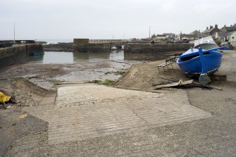 E Harbour and slipway. View from NNE