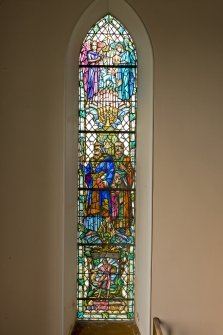 Interior. NW Stained glass window. Detail