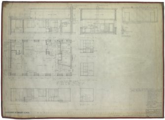 Plans, sections and elevations of housewifery suite.