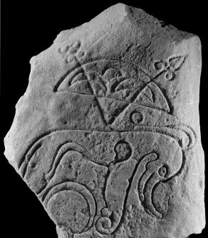 View showing pictish symbols (black and white)