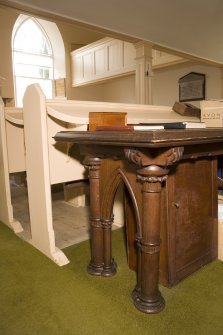 Interior. Detail of old communion table