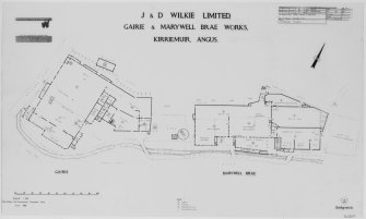 Digital image of drawing showing plan, drawn for insurance purposes
Insc: ' 'J & D Wilkie Limited Gairie & Marywell Brae Works, Kirriemuir, Angus'