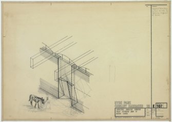 Riding School (Block E).
Isometric drawing of main entrance door to riding school.