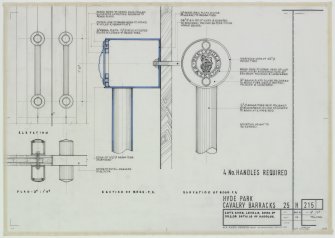 Officers' Mess (Block H).
Details of handles in level 3 ante room.