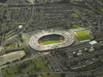 Oblique aerial view of the football stadium, taken from the NNE.