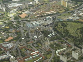 General oblique aerial view of the cathedral and hospital, taken from the SSW.