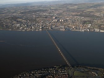 General oblique aerial view of the Tay Road Bridge and the city, taken from the SE.