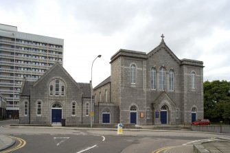 View from E showing church and halls