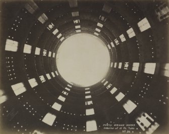 Interior view of Forth Bridge under construction showing 12 foot tube. From Forth Bridge Works Album No.26