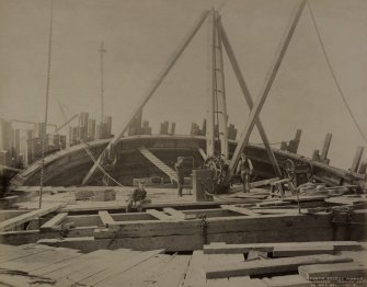 View of No 24 caisson looking south, No.6 during Forth Bridge construction.