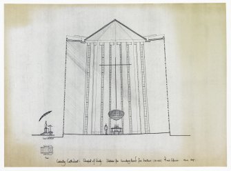 Section of Chapel of Unity showing design for sounding board above lectern.
