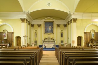 Interior. View west towards the chancel and altar