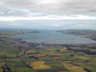 General oblique aerial view looking across the town towards Loch Ryan, taken from the S.