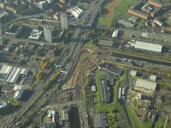 Oblique aerial view of the basin during redevelopment, taken from the E.