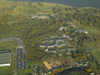 General oblique aerial view of the hospitals with the country house adjacent, taken from the S.