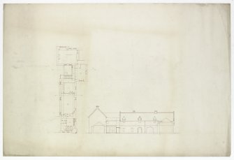 Plan and elevation showing additions and alterations.