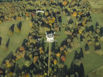 Oblique aerial view centred on the country house and policies, taken from the S.