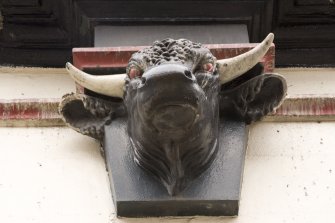 Detail of bull's head sculpture