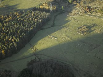Oblique aerial view centred on the remains of the practice trenches, taken from the SE.