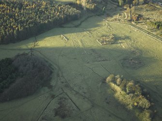 Oblique aerial view centred on the remains of the practice trenches, taken from the SE.