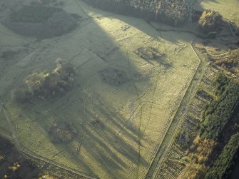 Oblique aerial view centred on the remains of the practice trenches, taken from the NE.