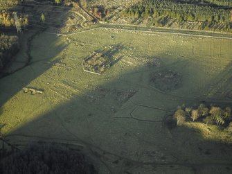 Oblique aerial view centred on the remains of the practice trenches, taken from the SSE.