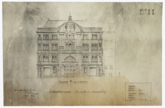 Front elevation.  
Insc: 'No.11  J.D. Swanston, Kirkcaldy, James Davidson, Coatbridge. Joint Architects.'
Signed 'W.S. Cruikshank & Son. Building Contractors, Lower Gilmore Place, Edinburgh'
Dyeline. 1/8"