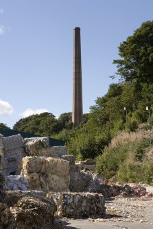 Pulper Area and Chimney: View of waste material waiting to be processed by waste processing unit on site (separate company and not connected with Smith Anderson).