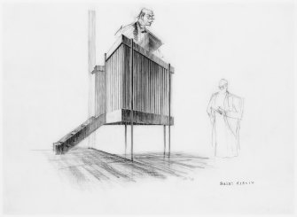 Sketch perspective of pulpit.