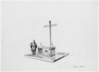 Sketch perspective of altar.