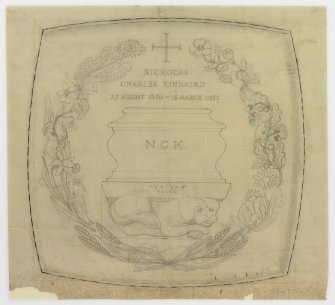 Sketch design of memorial to Nicholas Charles Kinnaird.