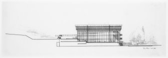 Geneva, Palais des Nations, Extension - 'E Building'
Sketch elevation of proposed scheme for extension.