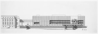 Geneva, Palais des Nations, Extension - 'E Building'
Sketch elevation of proposed scheme for extension.