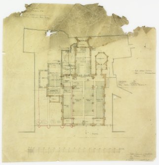  Floor plan showing alterations and seating plan for chancel, new chapel and chapter house.
