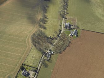Oblique aerial view centred on the dovecot, taken from the NE.