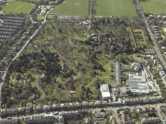 Oblique aerial view centred on the Royal Botanic Garden, Edinburgh, taken from the ENE.