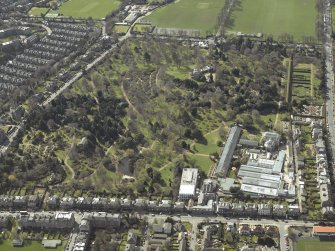 Oblique aerial view centred on the botanical garden, taken from the NE.