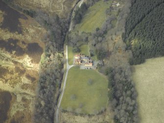 Oblique aerial view centred on the lodge, taken from the ESE.