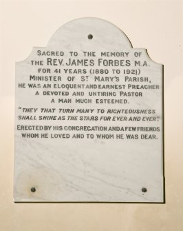 Interior. Detail of Rev J Forbes memorial