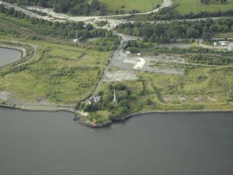 Oblique aerial view of the remains of the shipyard centred on the castle, taken from the S.