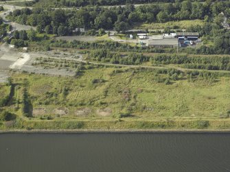 Oblique aerial view of the remains of the shipyard, taken from the S.